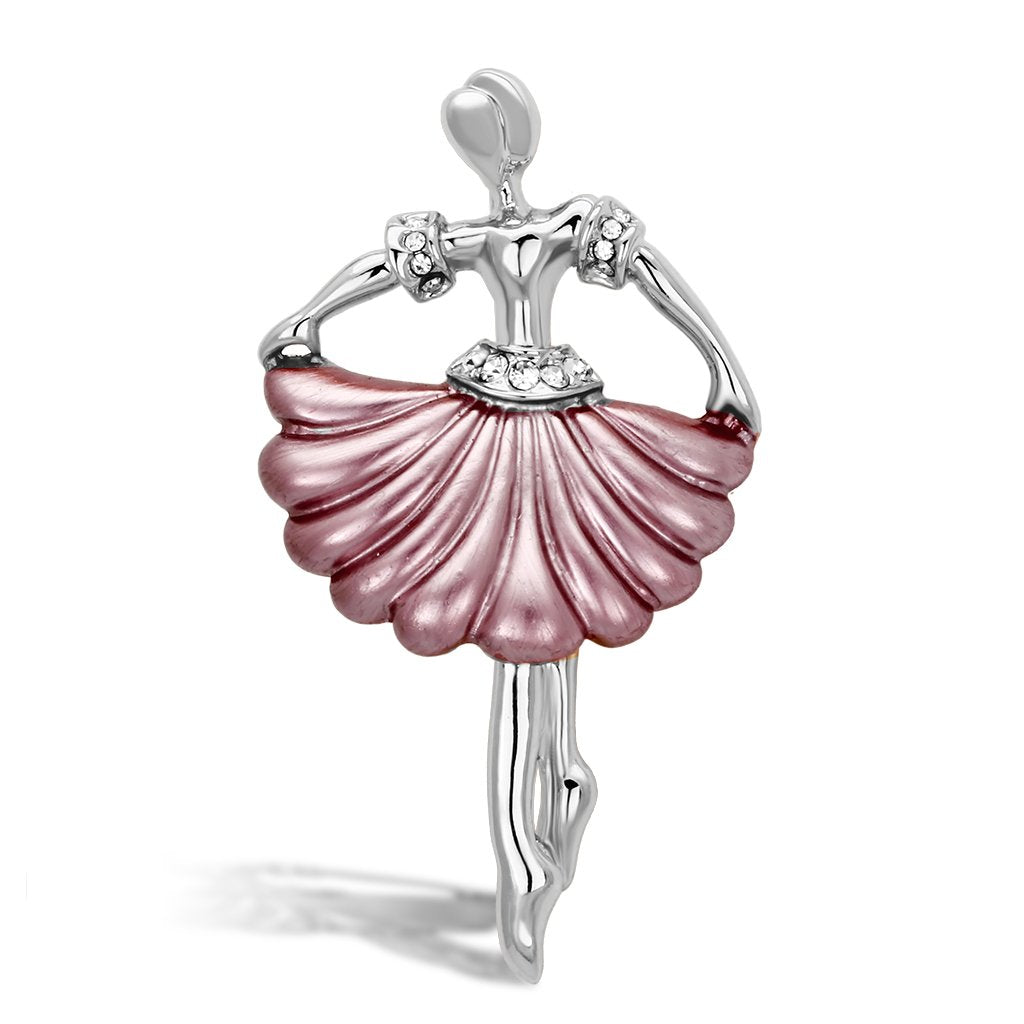 JCE2780 Flash Rose Gold White Metal Brooches with Top Grade Crystal  in Clear
