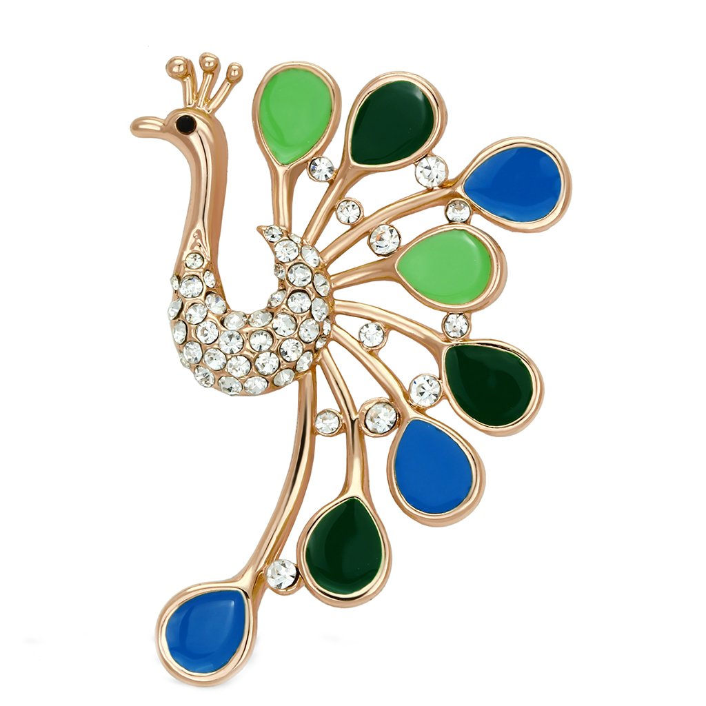 JCE2881 Flash Rose Gold White Metal Brooches with Top Grade Crystal  in Clear