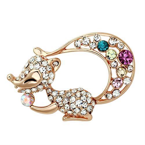 JCE2889 Flash Rose Gold White Metal Brooches with Top Grade Crystal  in Multi Color