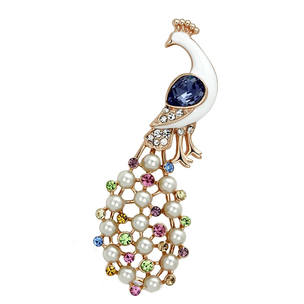 JCE2897 Flash Rose Gold White Metal Brooches with Top Grade Crystal  in Multi Color