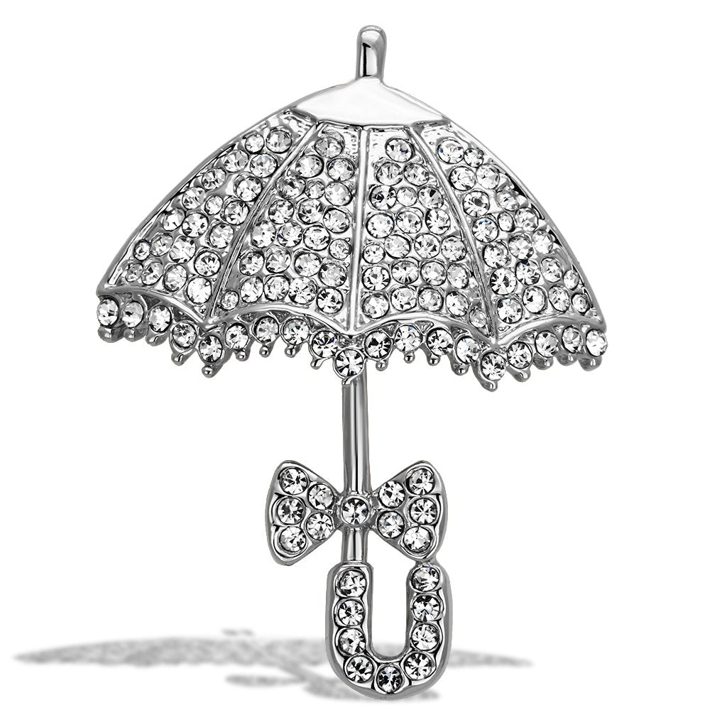JCE2936 Imitation Rhodium White Metal Brooches with Top Grade Crystal  in Clear