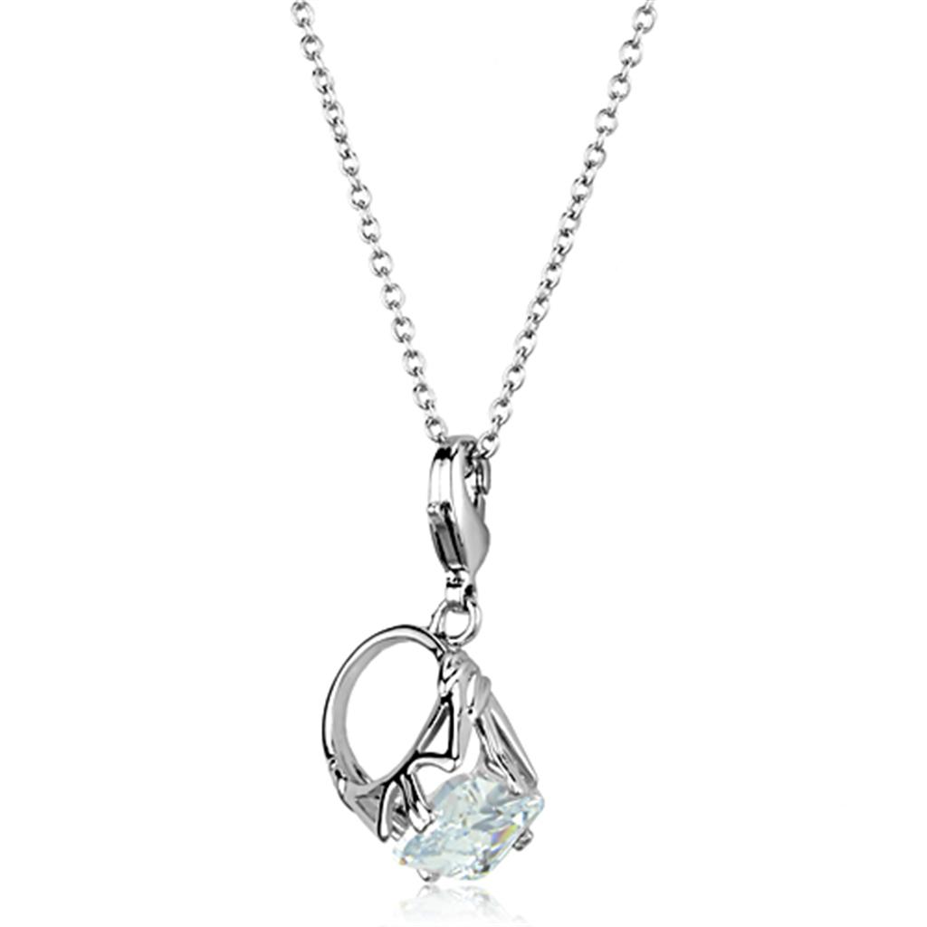 JCE3491 Rhodium Brass Pendant with AAA Grade CZ  in Clear