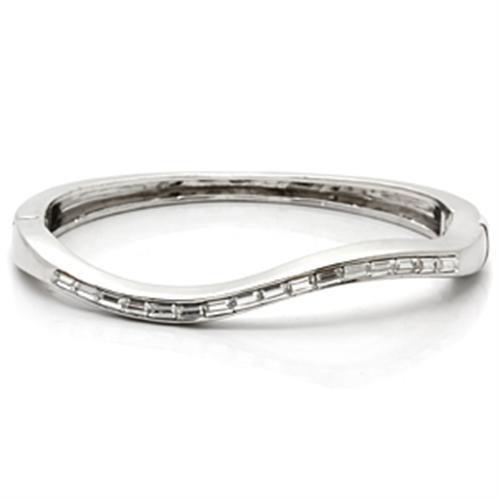 JCE850 Imitation Rhodium Brass Bangle with Top Grade Crystal  in Clear