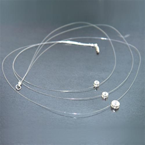 JCES002 Silver 925 Sterling Silver Necklace with AAA Grade CZ  in Clear