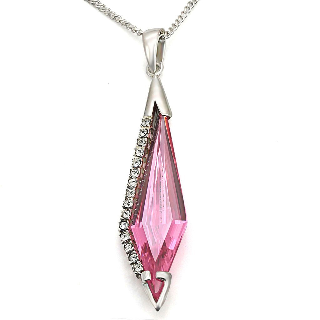 JCES473 Silver 925 Sterling Silver Pendant with AAA Grade CZ  in Rose-Default Title