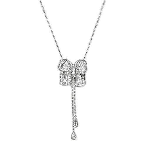 JCES608 Silver 925 Sterling Silver Necklace with AAA Grade CZ  in Clear