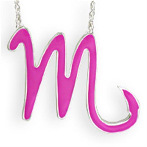 JCEK07PINK Silver Brass Chain Pendant with Epoxy  in Rose