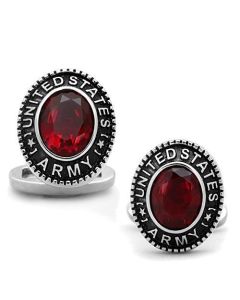 JCE1649 High polished (no plating) Stainless Steel Cufflink with Synthetic Synthetic Glass in Siam