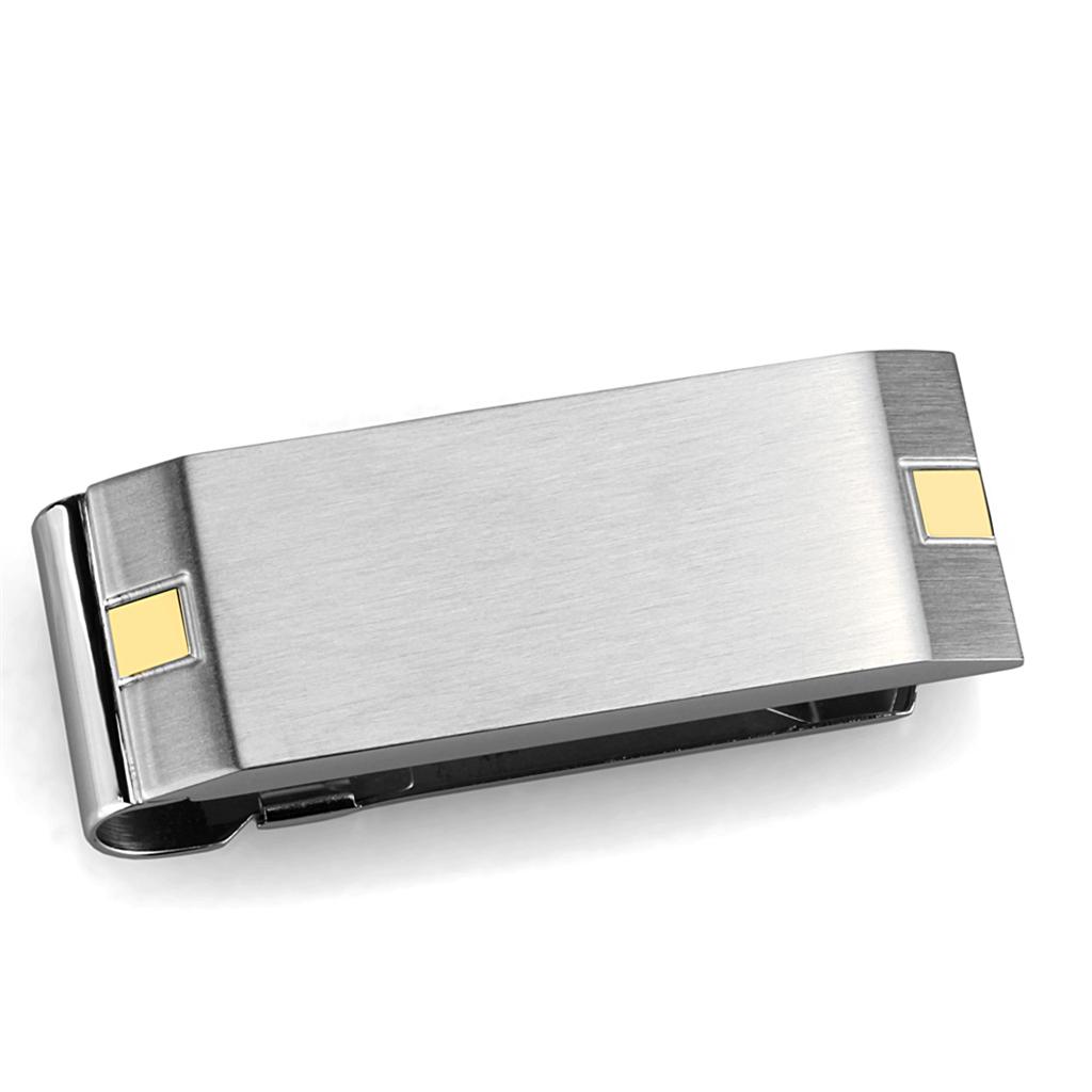 JCE2069 Two-Tone IP Gold (Ion Plating) Stainless Steel Money clip with No Stone