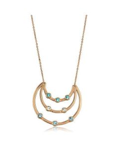 JCE2857 IP Rose Gold(Ion Plating) Stainless Steel Necklace with Top Grade Crystal  in Multi Color