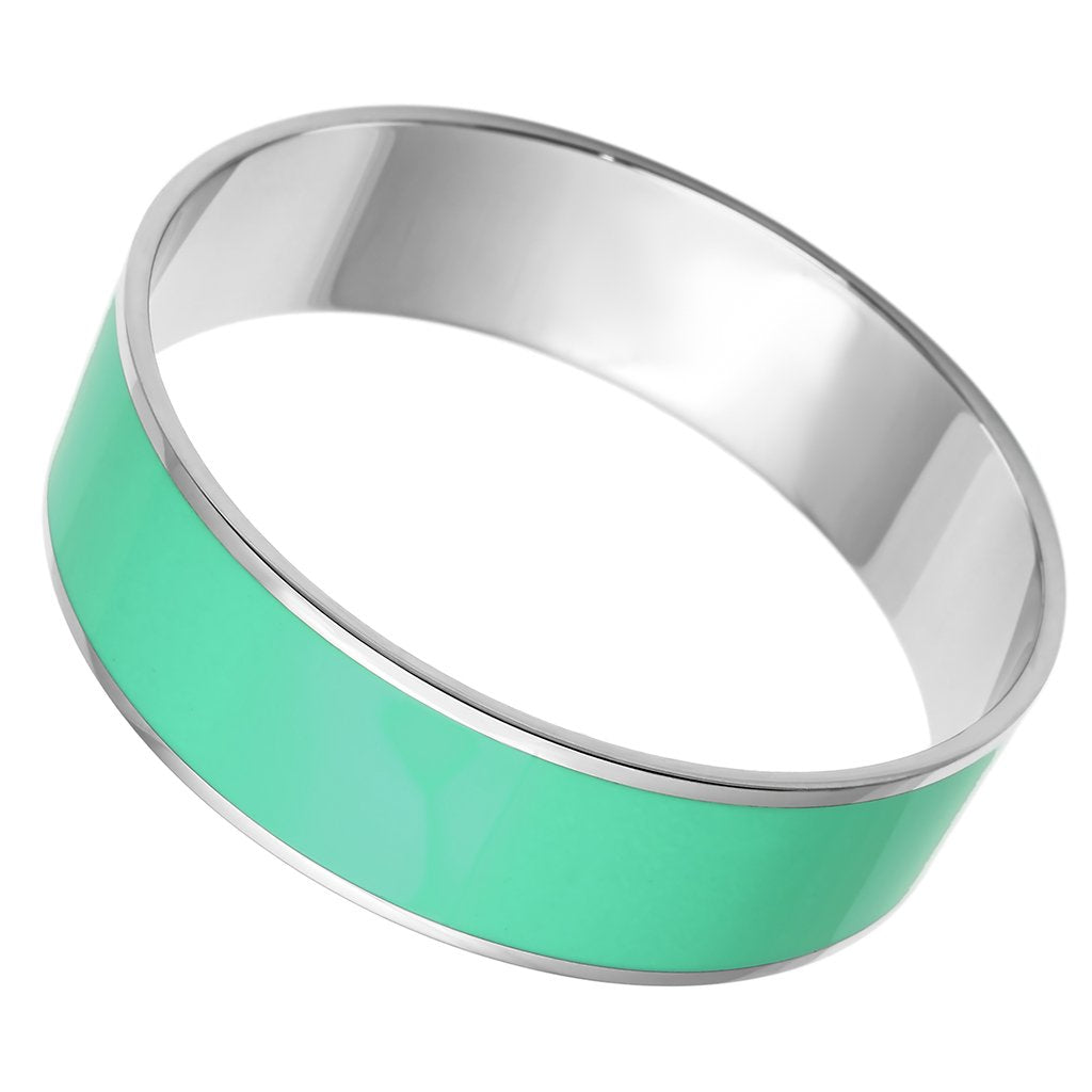 JCE786 High polished (no plating) Stainless Steel Bangle with Epoxy  in Turquoise