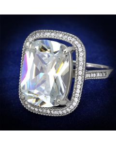 JCE391 Rhodium 925 Sterling Silver Ring with AAA Grade CZ  in Clear