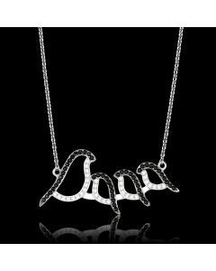 JCE564 Rhodium + Ruthenium 925 Sterling Silver Chain Pendant with AAA Grade CZ  in Clear