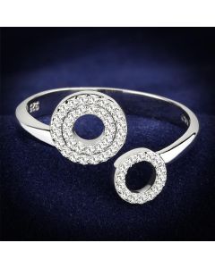 JCE567 Rhodium 925 Sterling Silver Ring with AAA Grade CZ  in Clear