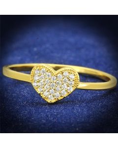 JCE596 Gold 925 Sterling Silver Ring with AAA Grade CZ  in Clear