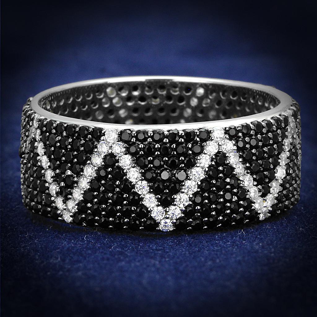 JCE600 Rhodium + Ruthenium 925 Sterling Silver Ring with Synthetic Spinel in Multi Color