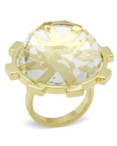 JCE006 Gold Brass Ring with Synthetic Synthetic Glass in Clear