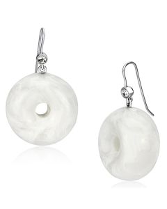 JCE068 IP rhodium (PVD) Brass Earrings with Synthetic Synthetic Stone in White