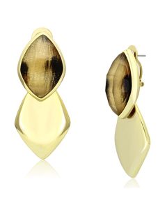 JCE073 IP Gold(Ion Plating) Brass Earrings with Synthetic Synthetic Stone in Animal pattern