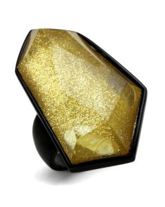 JCE117 IP Black(Ion Plating) Stainless Steel Ring with Synthetic Synthetic Stone in Citrine Yellow