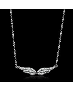 JCE448 Rhodium 925 Sterling Silver Chain Pendant with AAA Grade CZ  in Clear